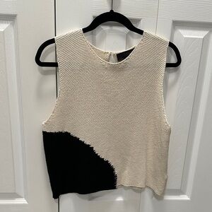 Zara Black and Cream Knit Tank Top